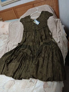 Just Cruising Dress Women Free Size Brown Embroidered Made In India - Picture 1 of 9