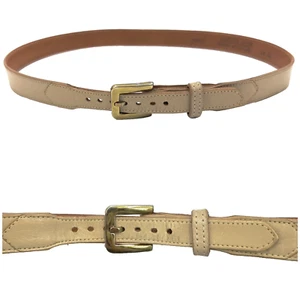 Justin Leather Belt Womens 32 Cream Ivory Golf Buckle Adjustable Made In USA - Picture 1 of 8