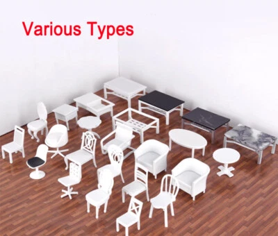 1:20 Miniature Model Furniture ABS Plastic Table Chair Ornament Scenery Art DIY - Image 1 of 4