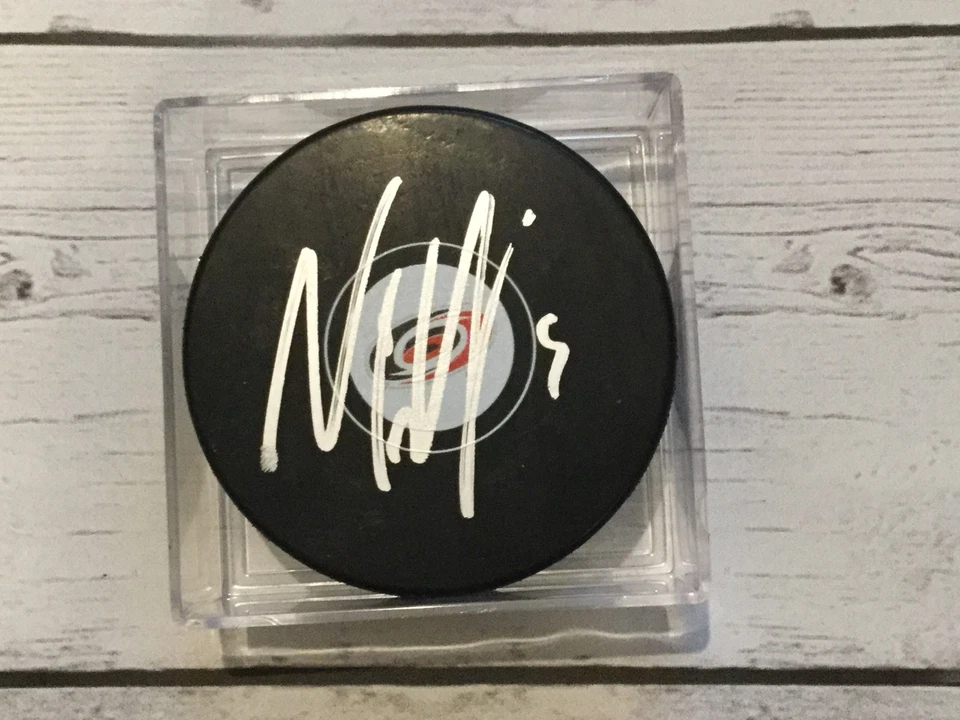 Noah Hanifin Signed Autographed Carolina Hurricanes Hockey Puck b - Image 1 of 1