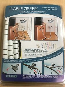 Evriholder Cable Zipper, White Complete Cable Management 8 foot Sleeve  New 