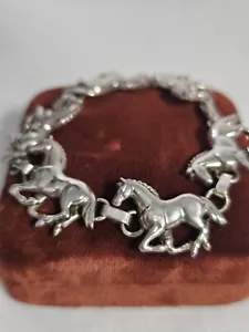 Schönes Sterlingsilber Carol Felley Pferd Gliederarmband 7" 6 Pferde. Vintage - Bild 1 von 9