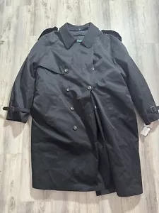 Lauren Ralph Lauren Double-Breasted Trench Coat Mens Black 56R Lined Edmond - Picture 1 of 12