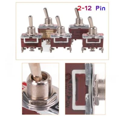 2 3 Position SPST 2-12 Pin 10A 250VAC Heavy Duty Toggle Switch On-Off/ On-Off-On - Image 1 of 4