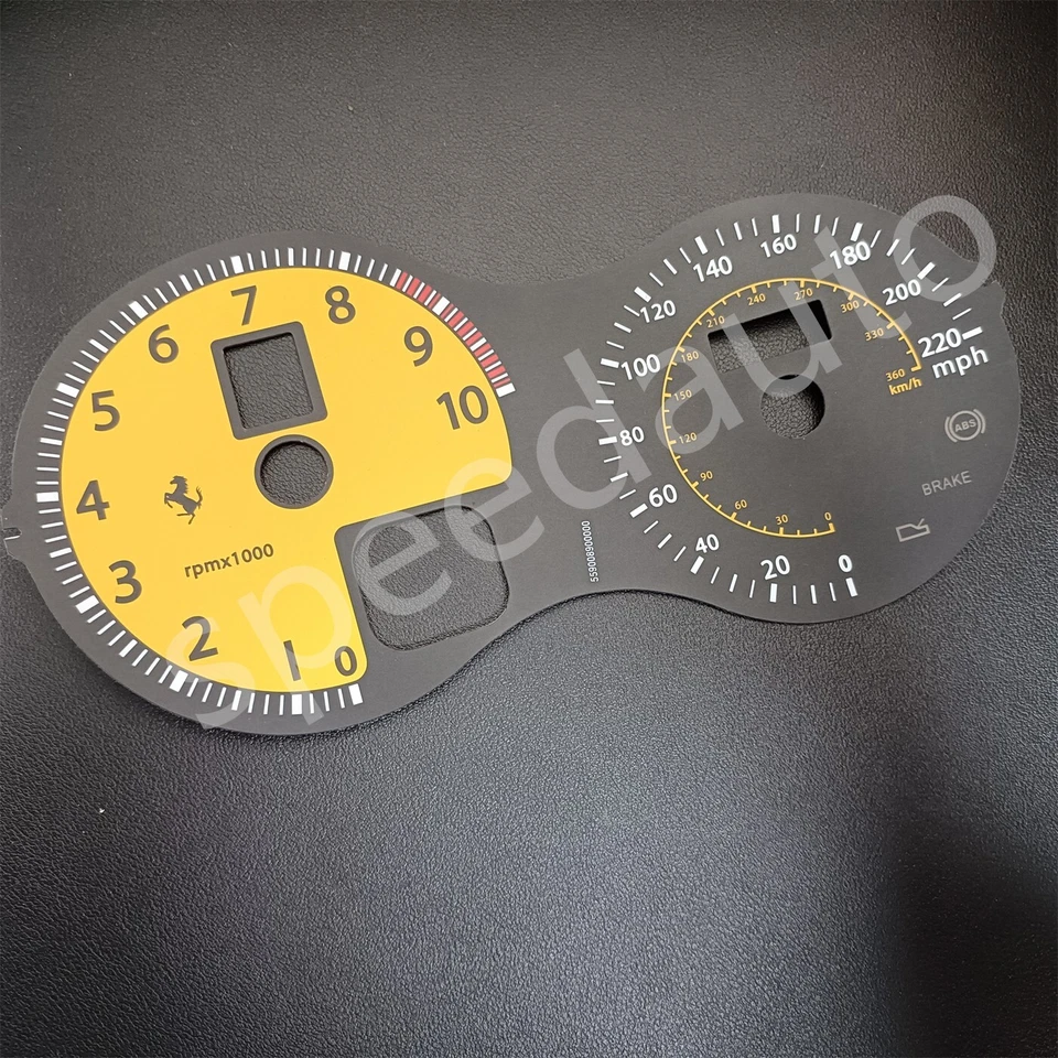 Ferrari  F430 Spider Instrument Cluster PLATE MPH Yellow Color - Image 1 of 3