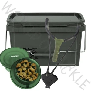 Carp Fishing 5L Bucket with Boilie Grinder Crusher Chopper and Bait Catapult - Picture 1 of 14