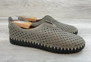 Ilse Jacobsen Women's Sandal Gray Perforated Leather 9 Slip On Casual Comfort - Picture 1 of 10
