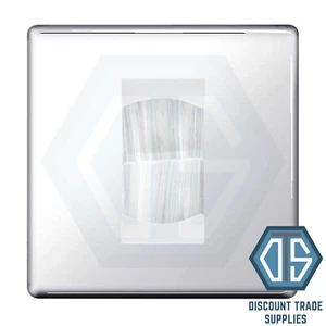 BG Screwless Polished Chrome Single 1 Gang Brush Cable Wall Plate TV White - Bild 1 von 1