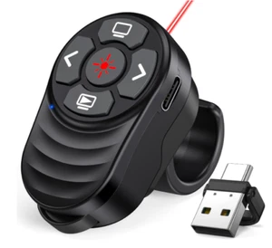 Rechargeable Wireless Presentation Clicker Finger Powerpoint 2-in-1 USB Type C - Bild 1 von 7