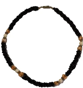 Natural Untreated Angel Skin Pink Coral and Black Onyx Beads Necklace - Picture 1 of 23