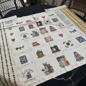 Vtg SEW COLLECTABLE HANGING ORGANIZER Cut & Sew Fabric Panel By Dianna Marcum - Picture 1 of 8