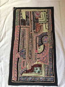 32x18” Green/Black/ Silver Embroidered Tapestry Wall Hanging Decor Art Taran - Picture 1 of 7