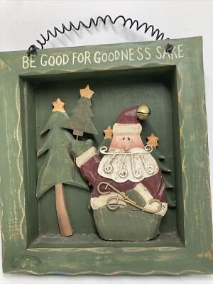 Colgante de pared Be Good For Goodness Sake Papá Noel con figuras de madera 3D Foto 1 de 3