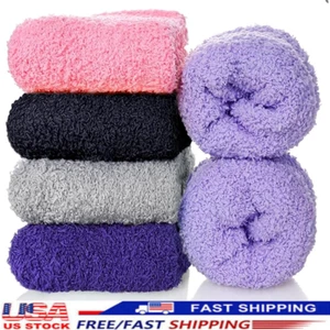 For Women 5 Pairs Soft Winter Non-Skid Cozy Fuzzy Solid Slipper Socks - Picture 1 of 6