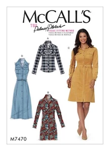 McCall 7470 Sz 6-22 Western Button Down Dress Shirt Princess Yoke Collar Pattern - Picture 1 of 2