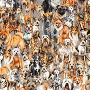 Tela de coser retazos acolchados cooperativas perros de granja 50x55 cm FQ - Imagen 1 de 5