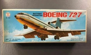 BOEING 727 Aereo AIRPLANE JET Battery Operated metal anni 70 VINTAGE TIN TOY - Foto 1 di 12