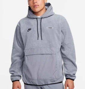 Nike Air Max FN7859-065 Men's Fleece Pullover Hoodie Grey XXL / 2XL - Picture 1 of 23