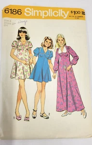 Simplicity 6186 'Girls Dress in two lengths' Vtg 73 Pattern Cut Sz 8 Breast 27" - Picture 1 of 2
