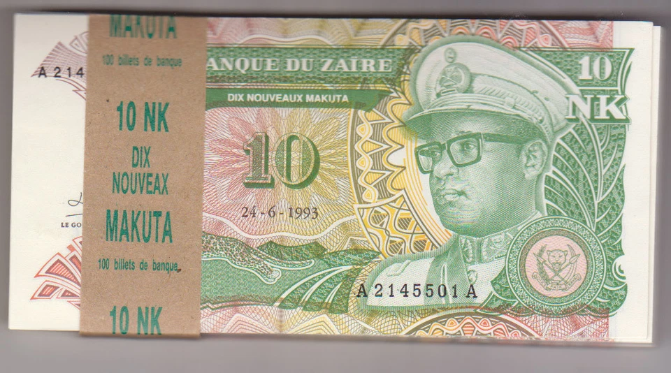 Lot 50 pcs Zaire 10 Makuta 1993 Pick 49 UNC - Image 1 of 1