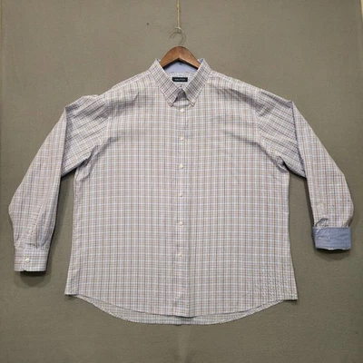 Nautica Men's Blue Check Long Sleeve Flip Cuff Dress Shirt Size 18.5-36/37 - Image 1 of 4