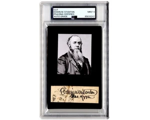 President Lincoln's Sec. Of War Edwin Stanton Signed Cut Display PSA Mint 9 Auto - Picture 1 of 1