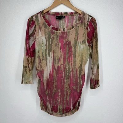 Top de malla vintage tribal Y2k para mujer S vampy grunge manga larga transparente abstracto Foto 1 de 4