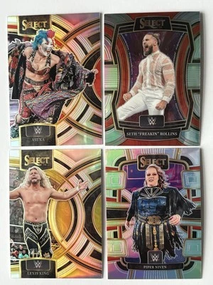 Lot 4 x 2024 Panini Select WWE Silver Asuka, Seth Rollins, Lexis King, Piper Niv - Image 1 of 3