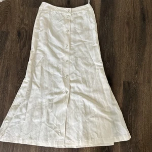 Gonna Escada vintage bianco sporco lino e seta linea A bottoni davanti maxi taglia 34 - Foto 1 di 8
