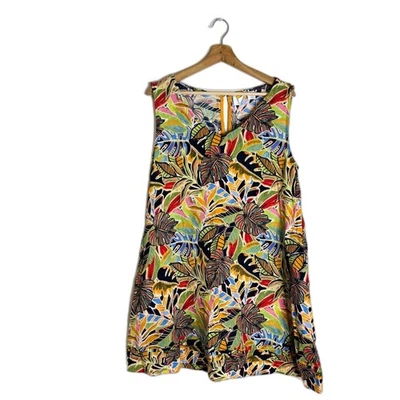 C&C California Dress Womens Medium Linen Sleeveless Tropical Floral Print Summer - Image 1 of 4