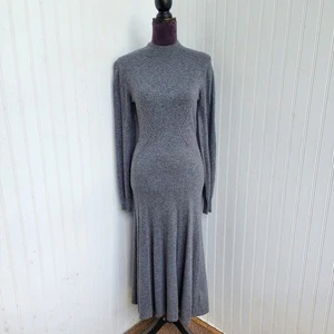 H&M Damen dünnes Strick Pullover Kleid anthrazit grau langarm Wollmischung Gr. XS - Bild 1 von 15