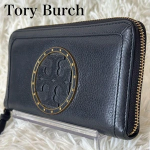 ✨️Buen estado✨️ Tory Burch cremallera redonda logo accesorios metálicos cuero granulado... - Imagen 1 de 10
