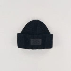 Coach Strick Leder Patch Wollmischung Beanie schwarz Damen OS - Bild 1 von 4