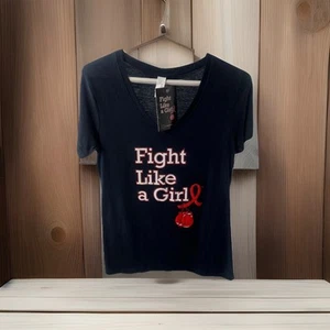 "Fight Like A Girl" "Ribbon And Gloves" Red Ribbon T-Shirt Damen Gr. S Neu mit Etikett - Bild 1 von 4