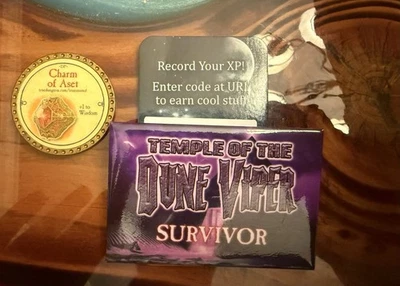 True Dungeon XP Experience Code Charm of Aset Temple of  Dune Viper Survivor Pin - Image 1 of 3