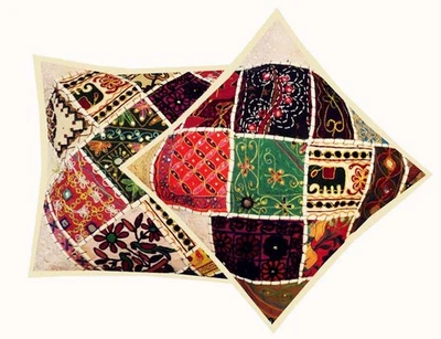 16"-2 Embroidery Cushion Cover Decorate Patchwork Vintage Pillow Cover Handmade - Image 1 of 4