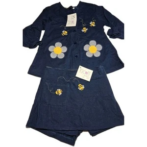 Rare Vintage Kicott 3pc Girls Spring Suit 4t Blue Bee's Daisy's 100% Cotton Peru - Picture 1 of 20