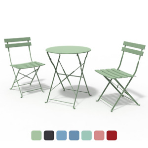 Metal 3-Piece Folding Bistro Table and Chairs Set Outdoor Patio Dining 