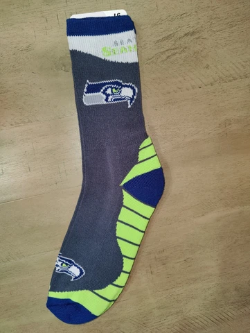 Seattle Seahawks Mens Grey Sport NFL Team Crew Socks Large Cover