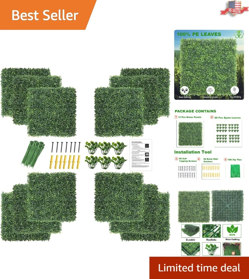 Pantalla de seto de privacidad de boj con protección UV de alta calidad - Paquete de 12 20"x20" Foto 1 de 4