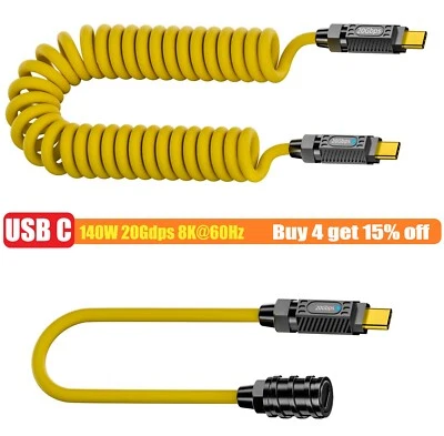 PD 3.1 Type C TO USB C Fast Charging Quick charger Cable 28V5A 140W 8K 20Gbps - Image 1 of 4