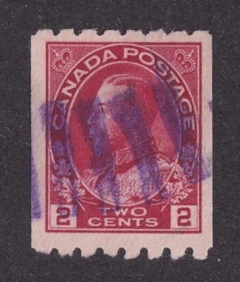 SELLOS DE MATT SCOTT CANADA #124 KING GEORGE V EMISIÓN BOBINA DE 2 CENTAVOS 1913, USADOS CV $65 Foto 1 de 3