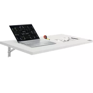 VEVOR Wall Mounted Floating Folding Table Laptop Desk Home Office 39.37x19.69 in - Picture 1 of 12
