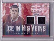 MAURICE RICHARD 17/18 Leaf Invictus Ice In His Veins Leather Patch Card RED #1/5