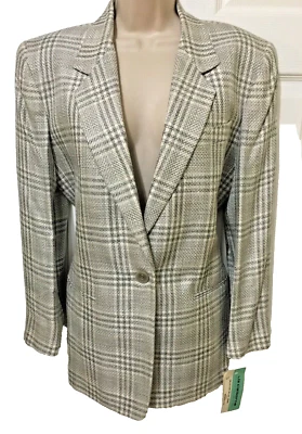 Chaqueta Blazer Mujer Años 80 Cuadros Forrada Rayón 12P Nueva Foto 1 de 4