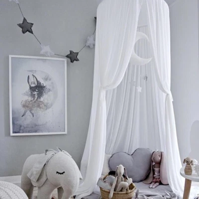 Berço cama dossel cortina chiffon mosquiteiro infantil decoração cúpula suspensa tenda - Imagem 1 de 4