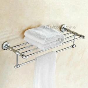 Wall Mount Bathroom Towel Rail Hanger Holder Chrome Brass Washroom Storage Rack - Picture 1 of 3
