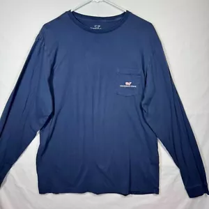 Vineyard Vines Men's Long Sleeve Pocket T-Shirt Whale Logo Navy Blue Sz Medium - Picture 1 of 7