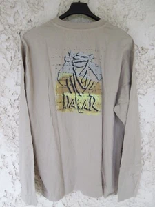 T-shirt PARIS DAKAR 2008 vintage jersey coton beige manches longues L - Foto 1 di 5
