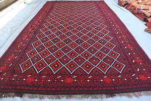 10x16 ft ExtraLarge Afghan Geometric Design Kilim Rug, Red Hand-woven Wool Rug - Picture 1 of 16
